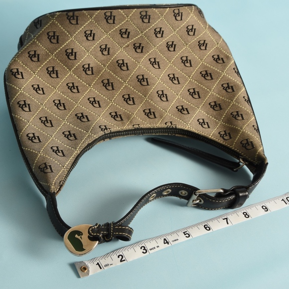 Dooney & Burke leather trim shoulder handbag, black/grey, vintage - Picture 8 of 9